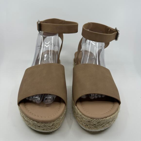 Cushionaire Sandal Wmns 11 Brown Miranda Faux Leather Platform Wedge Espadrilles - Picture 1 of 9